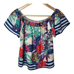 Flying Tomato Small Off Shoulder Boho Floral Peasant Blouse Summer Festival Top